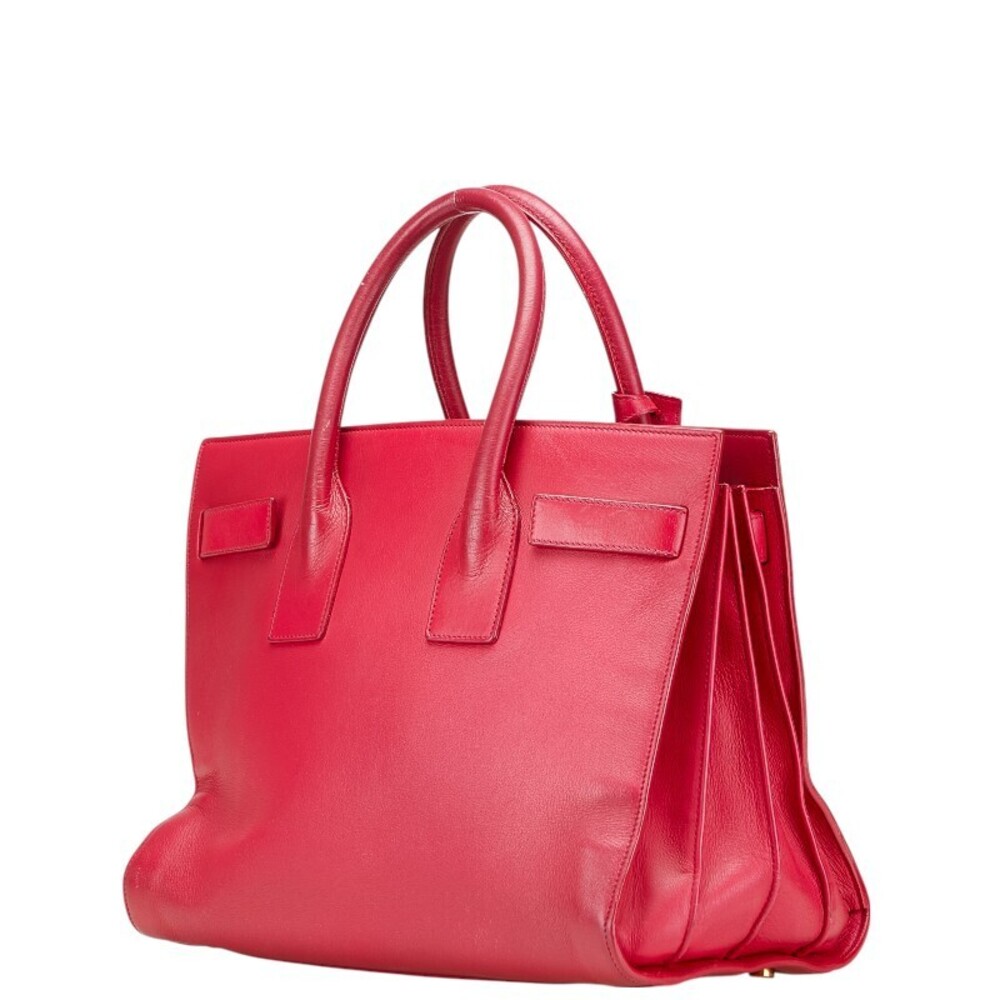 Saint Laurent Sac de Jour tote bag in pink red leather - Picture 2 of 9